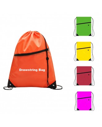 Drawstring Backpack With Front Zipper